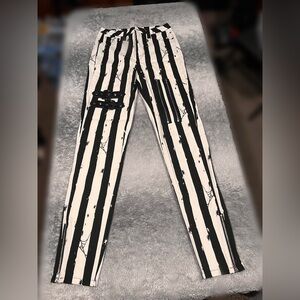 Distressed Striped Skinny Trousers from Killstar x Beetlejuice